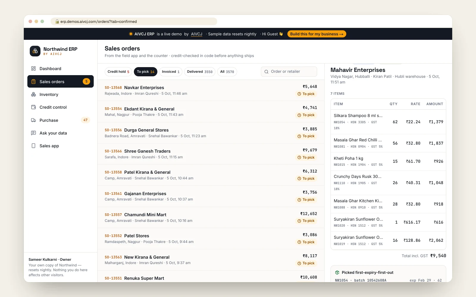 FEFO pick and a GST tax invoice in one click