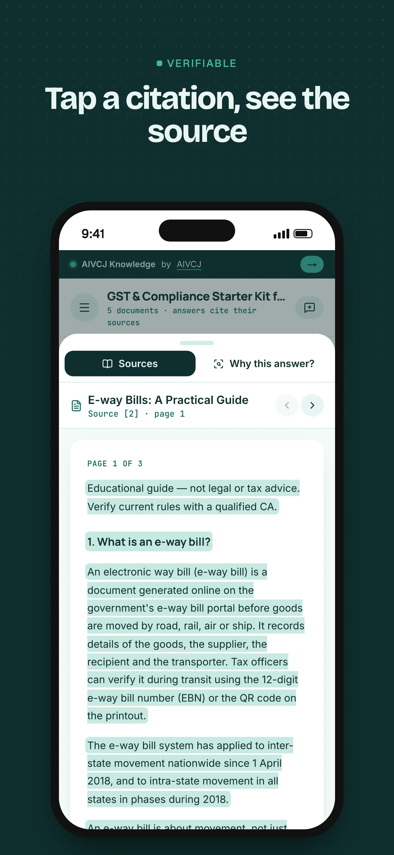 Tap a citation, see the source